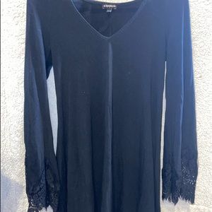 Black dress with flared lace sleeves